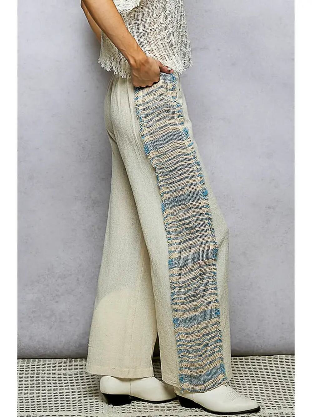 POL Dart Point Side Stripe Contrast Straight Pants